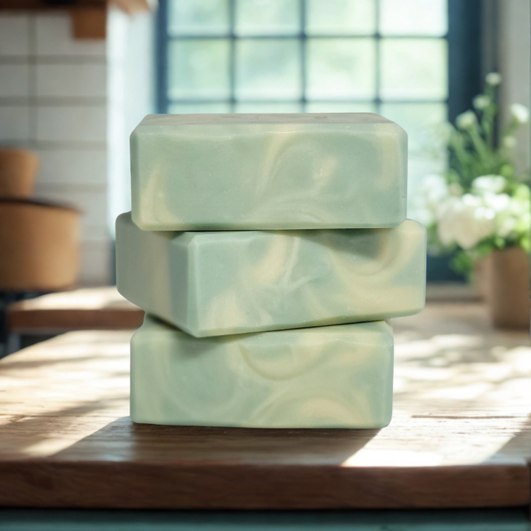 Stack of Bliss Bars on the counter with sunlight behind them
