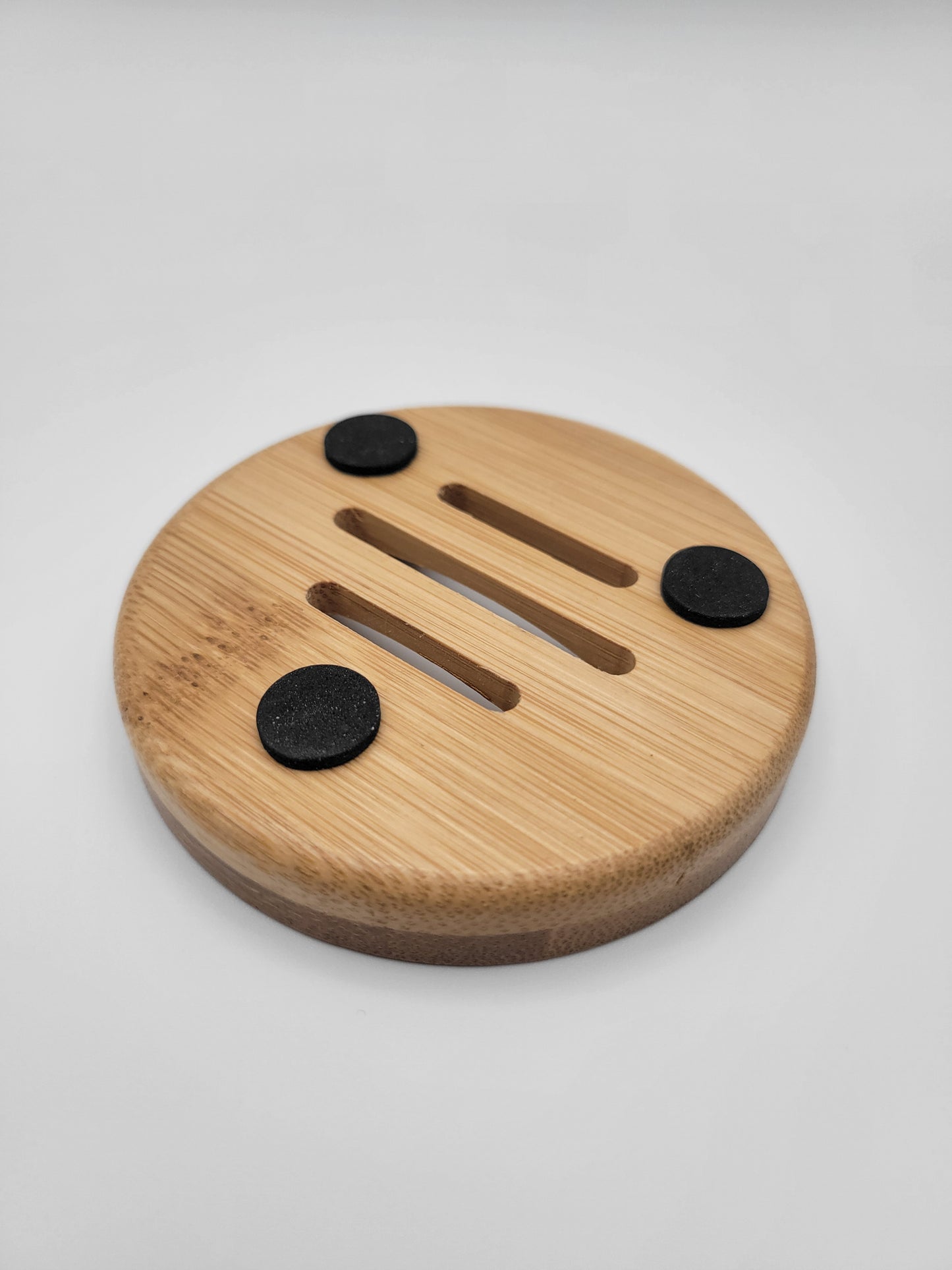 Bamboo Guest Soap Dish round drainage